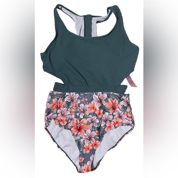 Textured & Floral Racerback/Tie Monokini - Picture 6 of 9